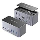 USB C Docking Station, UtechSmart 18in1 Quadruple Display Laptop Universal Docking Station for MacBook Pro & Windows,Thunderbolt 3 Dock with SSD Enclosure 3HDMI VGA 100WPD 5USB-A SD/TF Slot 3.5mm RJ45