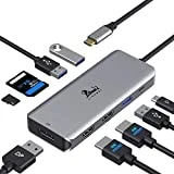 USB C Hub Triple Display, USB C to Dual 4K HDMI Adapter, with Display Port, 3 USB-A, PD Charging, SD/TF Card Reader, USB C Docking Station Dual Monitor Compatible for USB-C/Thunderbolt 3 Laptops
